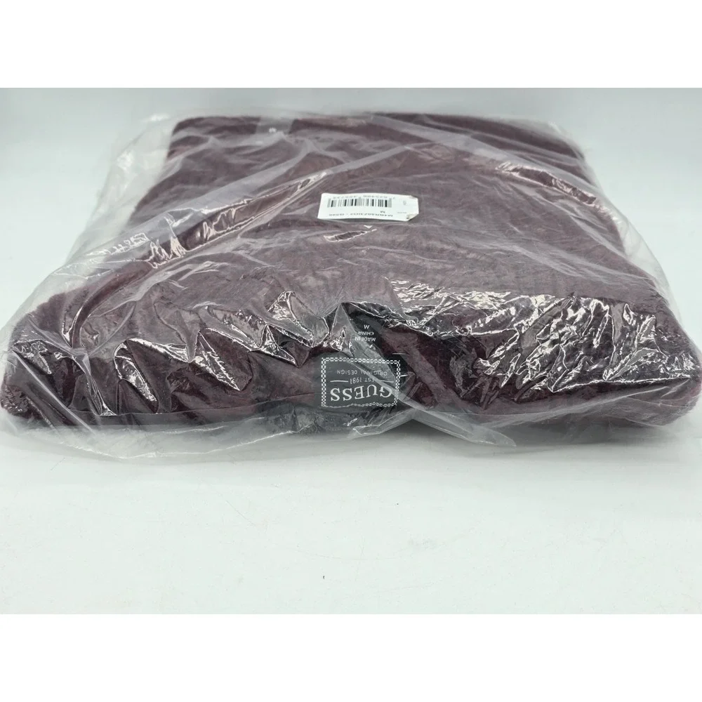 Guess Eco Wesley‎ Burgundy Red Long Sleeve Lattice Ribbed Sweater Size Medium - Picture 10 of 11